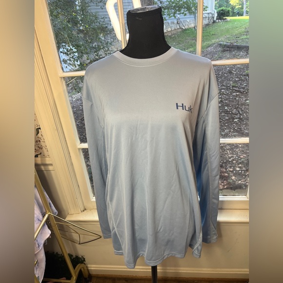 HUK Light Blue Fishing Long Sleeve Shirt Size Medium - Picture 1 of 9